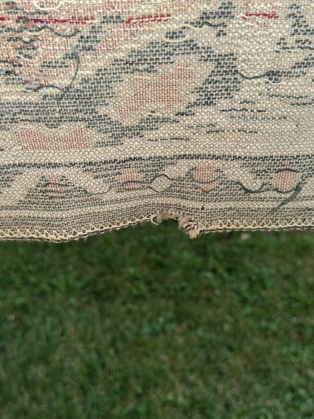 Woven Tapestry Wall Hanging Vintage Scene in Beige and Brown